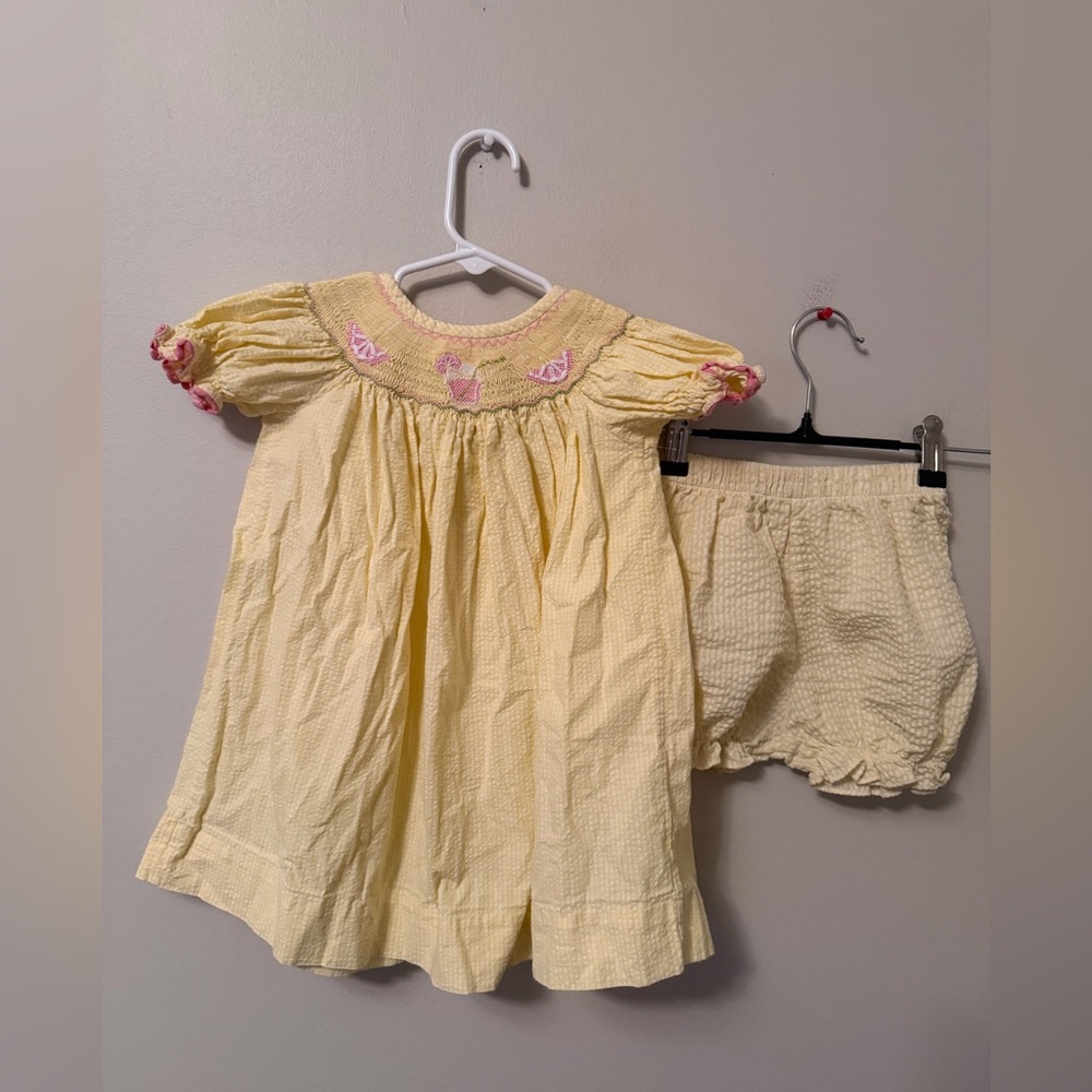 Secret Wishes Smocked Lemonade Dress with Bloomers Set